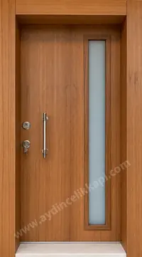 Tik Kaplamalı Camlı Çelik Kapı A:33