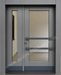 Gri Panel Dış Mekan Çelik Kapı V:19